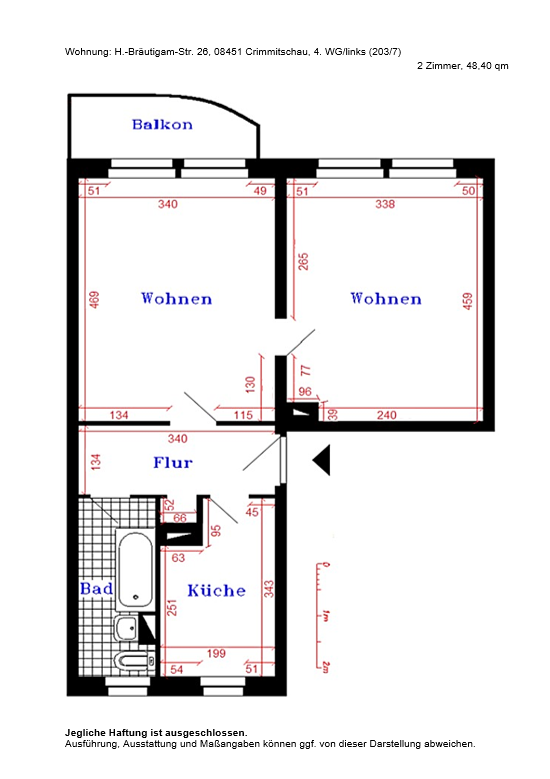 2-Raum-Wohnung mit Balkon wird für Sie komplett renoviert: Gestalten Sie Ihr neues Zuhause von Anfang an mit | 48,40 m² - Photo 5