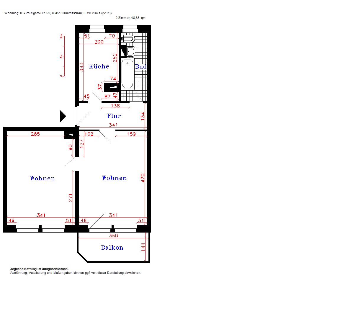 2-Raumwohnung mit Balkon – wird für Sie komplett renoviert | 48,88 m² - Photo 4